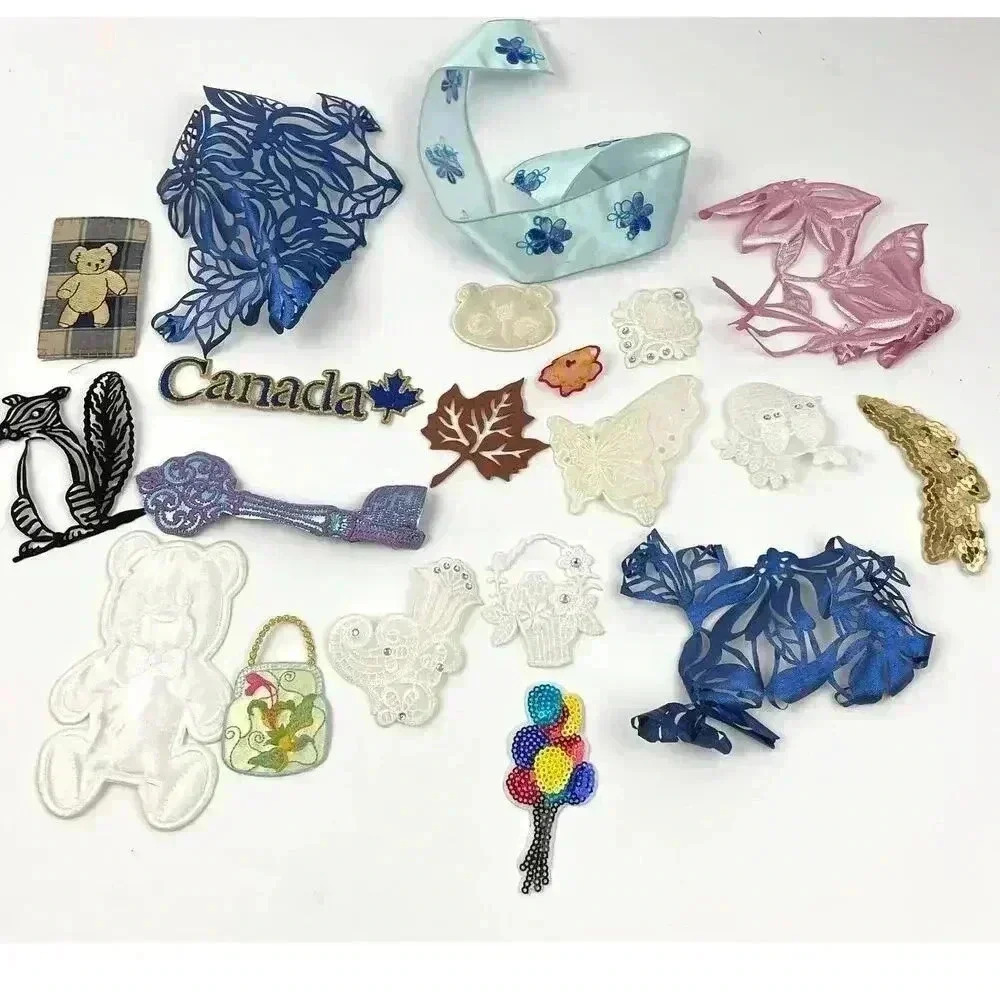 20 PC Assorted Sewing Applique Patches Iron on Sew On‎ NEW Mixed Vintage